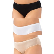 Lüx Drm 3’lü Paket (Siyah & Beyaz & Ten), Bambu, Iz Yapmayan, Lazer Kesim, Düşük Belli, Likralı Slip Külot