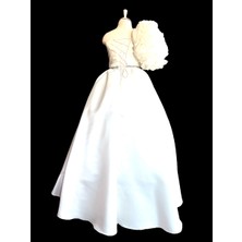 Zühre Balaban Beyaz Rosetta Kız Çocuk Abiye Elbise, Özel Gün, Girl Evening Dress Toddler Dress