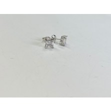 Silverpoint 4mm Kare Tek Taş Gümüş Küpe