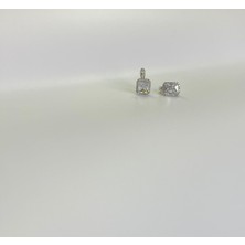 Silverpoint Baget Kesim Dikdörtgen Taşlı Küpe