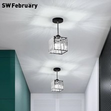 Luna Lighting Modern Luxury Sarkıt Avize Hol Antre Siyah Kristal Taşlı Avize