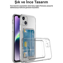 Kzy Apple iPhone 14 Pro Max Kapak Kamera Korumalı Kartlıklı Şeffaf Silikon Kılıf