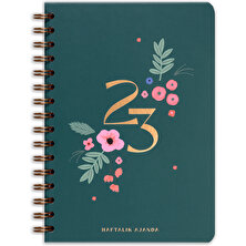 Matt Notebook A5 2023 Yılı Haftalık Ajanda 12 Aylık Yeşil