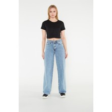 Ramrod Kadın Kar Yıkama Bol Paça Wide Leg Jeanssalaş Geniş Paça Kot Pantolon(Süper Yüksek Bel)