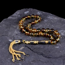 Tesbih Sepetim Zirkon Taş Altın Kaplama Gümüş Püsküllü Damla Kehribar Tesbih