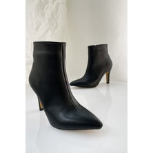 Brıty Sivri Burunlu Fermuarlı Bootie Bilekte Biten Ince Topuklu Bot