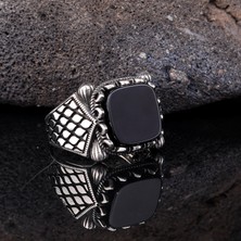 Tesbih Sepetim 925 Ayar Gümüş Onıxy Taşlı Model Yüzük