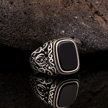 Tesbih Sepetim 925 Ayar Gümüş Onıx Kılıç Model Yüzük