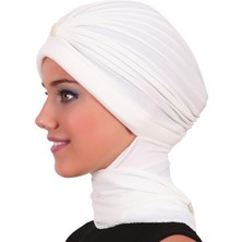 Elysianfidan Incili Atkılı El Işi Inci Işlemeli Krem Hazır Türban Tesettür Bone