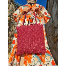 Verda Desing Çiçek Model Kol Çantası El Örgüsü