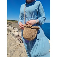 Hasır Sepet Model Omuz Çantası El Örgüsü