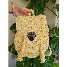 Verda Desing Hasır Yelpaze Model Çocuk Sırt Çantası El Örgüsü