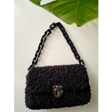 Teddy Peluş Kol Çantası Siyah