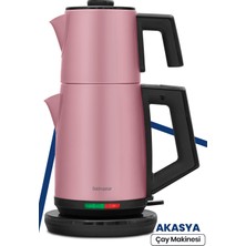 Akasya Sedef Pembe XL 2200 Watt Patentli Damlatmayan Tasarımı Çelik Çay Makinesi ve Su Isıtıcısı