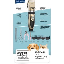 Goldmaster Pati 9in1 Kablolu Kablosuz Şarjlı Kedi Köpek Tıraş Makinesi Pet Evcil Hayvan Tüy ve Çelik Kesme Aparatlı Set GM-8182