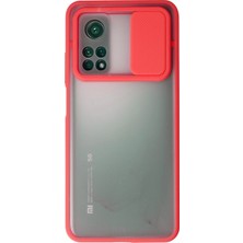 Newface Xiaomi Mi 10T Pro Kılıf Palm Buzlu Kamera Sürgülü Silikon - Kırmızı