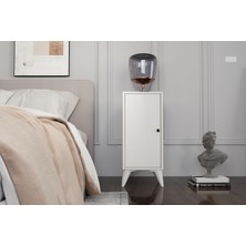 Nettrends Raflı Kapaklı Ayaklı Beyaz Komodin Çıtasız KMD-1063-Ç