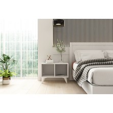 Nettrends Raflı Ayaklı Beyaz Komodin KMD-1065