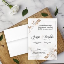 Seyhan Davetiye Beyaz Zarflı Davetiye Düğün - Nişan - Kına - Nikah (100 Adet)