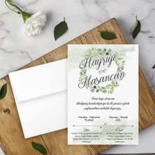 Seyhan Davetiye Beyaz Zarflı Davetiye Düğün - Nişan - Kına - Nikah (100 Adet)
