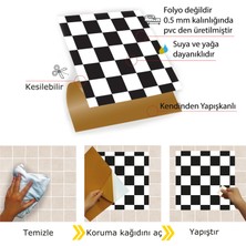 Kendinden Yapışkanlı Dama Desenli Pvc Karo 30x30 cm 11 Adet 1m2