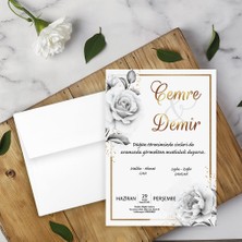 Seyhan Davetiye Beyaz Zarflı Davetiye Düğün - Nişan - Kına - Nikah (100 Adet)