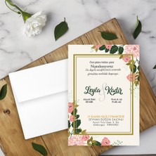 Seyhan Davetiye Beyaz Zarflı Davetiye Düğün - Nişan - Kına - Nikah (100 Adet)