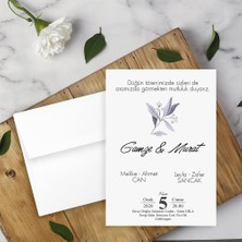 Seyhan Davetiye Beyaz Zarflı Davetiye Düğün - Nişan - Kına - Nikah (100 Adet)