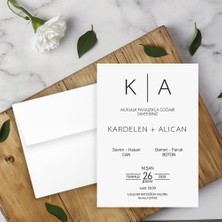 Seyhan Davetiye Beyaz Zarflı Davetiye Düğün - Nişan - Kına - Nikah (100 Adet)