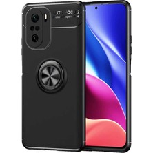 Fibaks Xiaomi Poco F3 Kılıf Yüzüklü Standlı Autofocus Shockproof Ravel Silikon