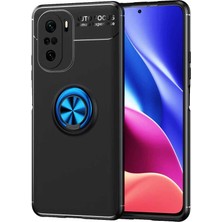 Fibaks Xiaomi Poco F3 Kılıf Yüzüklü Standlı Autofocus Shockproof Ravel Silikon