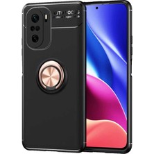 Fibaks Xiaomi Redmi K40 Kılıf Yüzüklü Standlı Autofocus Shockproof Ravel Silikon