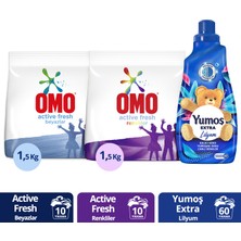 Omo Toz Çamaşır Deterjanı 1.5kg+Omo Toz Deterjan Renkliler 1.5 X1+Yumoş Yumuşatıcı Lilyum 1440MLX1