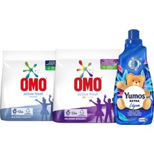 Omo Toz Çamaşır Deterjanı 1.5kg+Omo Toz Deterjan Renkliler 1.5 X1+Yumoş Yumuşatıcı Lilyum 1440MLX1