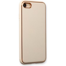 Newface Iphone 8 Kılıf Coco Deri Silikon Kapak - Gold