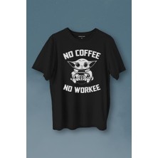 Kendim Seçtim Baby Yoda No Starbucks Coffee No Workee Star Wars Mandalorian Kahve Baskılı Tişört  T-Shirt