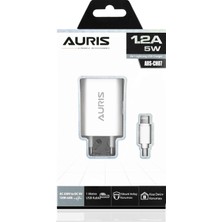Auris ARS-CH07 İphone Lightning Kablo ve Adaptör Şarj Seti 1.2A İphone Uyumlu Şarj Seti Kablo Dahil