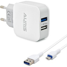 Auris Micro USB Kablo ve Adaptör Şarj Seti 3.4A Çift USB Hızlı Şarj Teknolojisi ARS-CH17