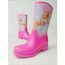 Sea & Blue Shoes Bloom Winx Baskılı Pembe Su Geçirmeyen Kız Çocuk Yağmur Çizmesi