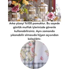 Mackenzie Model Gri Damalı Gül Desen 2 Adet Mutfak Havlusu Luxury Dekor Kurulama Bezi