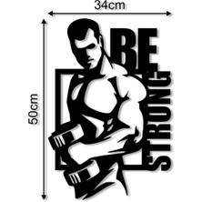 Leylaser 50X34  Fitness Spor Body Building Dekor Tablo Mdf Ahşap Lazer Kesim Duvar Panosu Siyah 3mm