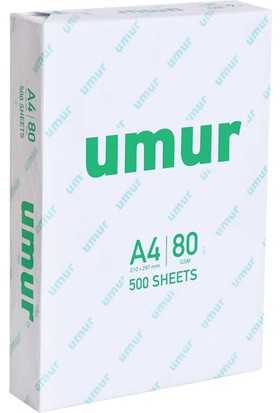 Umur A4 Fotokopi Kağıdı 1 Koli 5 Paket 2500 Yaprak 80GR.