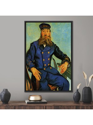 Kayra Export 1 Parça Siyah Çerçeveli Kanvas Tablo, Postacı Joseph Roulin'in Portresi, Van Gogh Kanvas Sanatı,