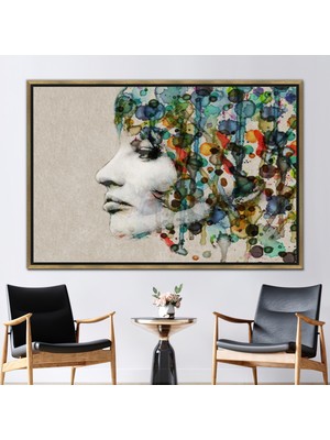Kayra Export 1 Parça Gold Çerçeveli Kanvas Tablo, Soyut Hediye Kanvas, Çağdaş Sanat, Modern Kanvas, Yüz Duvar Süs