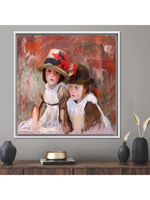 Kayra Export 1 Parça Beyaz Çerçeveli Kanvas Tablo, John Singer Resim, Soyut Kız Duvar Süsü,