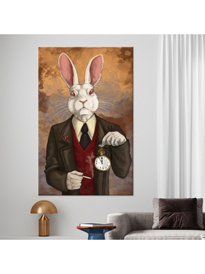 Kayra Export 1 Parça Kanvas Tablo, Bay Rabbit, Harikalar Diyarında Alice Duvar Süsü, Karikatür Tavşan Kanvas Bask