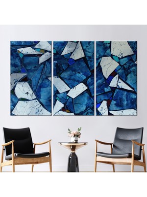 Kayra Export 3 Parçalı Kanvas Tablo, Mavi Mermer Duvar Sanatı, Alkol Mürekkebi Kanvas, Mavi Mermer Kanvas Poster,