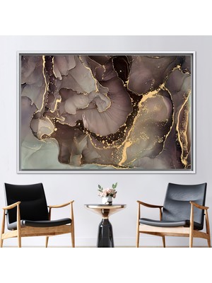 Kayra Export 1 Parça Beyaz Çerçeveli Kanvas Tablo, Modern Mermer Duvar Sanatı, Modern 3 Boyutlu Kanvas,
