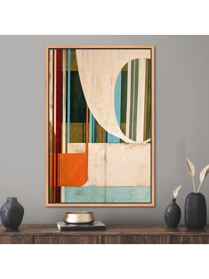 Kayra Export 1 Parça Naturel Çerçeveli Kanvas Tablo Geometrik Şekiller Duvar Sanatı Modern Kanvas Poster