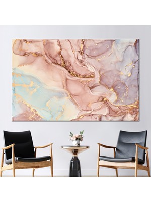 Kayra Export 1 Parça Kanvas Tablo, Pembe Mermer Duvar Dekoru, Lüks Mermer Kanvas Baskı, Işıltılı Kanvas,